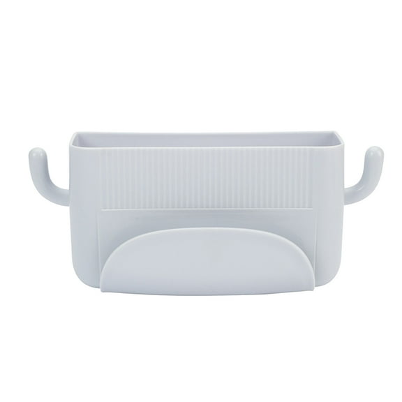 SouMaox Wall Mount Organizer Rack, Adhesive Floating Shelf, Integrated Side Hooks, Remote Phone Charging Holder for Dorm Living Room Space