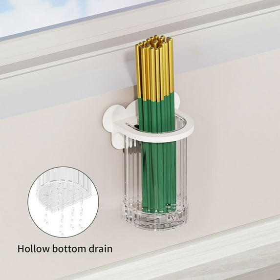 SouMaox Wall Mount Toothbrush Stand Draining Caddy Utensil Organizer Vanity Storage Rack Holder for Bathroom Kitchen Countertop Organization