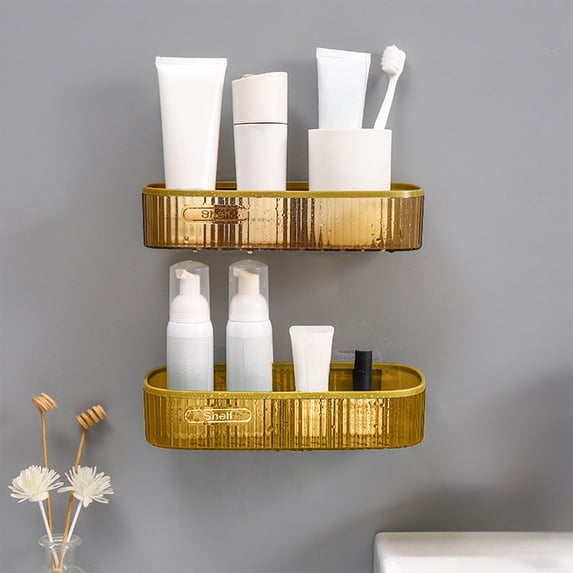 SouMaox Wall Mounted Bathroom Shelf PET Sturdy Storage Rack Vanity Floating Organizer Organizing Toiletries for Home Restroom Interior