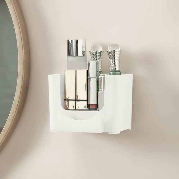 SouMaox Wall Mounted Organizer, Adhesive Tool Caddy, Floating Shelf Storage for Vanity