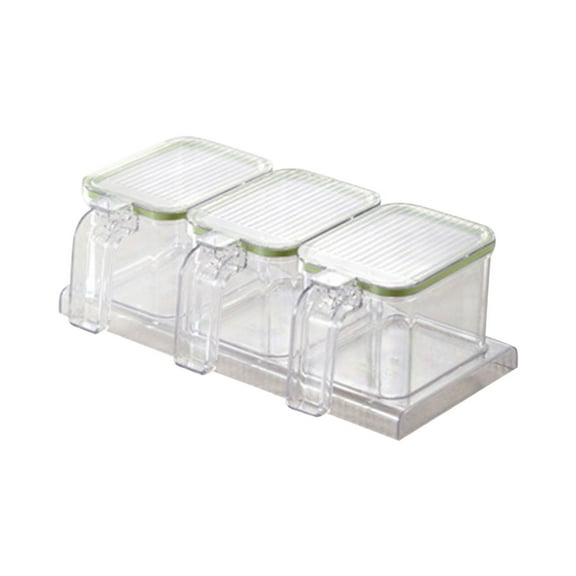 SouMaox Wall Mounted Spice Organizer Suction Cup Seasoning Storage Box Clear Acrylic Condiment Container Removable Kitchen Rack Utensil Hooks