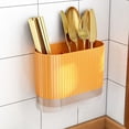thumbnail image 1 of SouMaox Wall Mounted Tableware Organizer Hollow Drainage Kitchen Utensil Caddy Storage Holder Spoon Fork Basket for Home Counter Picnic, 1 of 9