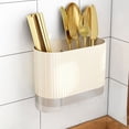 thumbnail image 1 of SouMaox Wall Mounted Tableware Organizer Hollow Drainage Kitchen Utensil Caddy Storage Holder Spoon Fork Basket for Home Counter Picnic, 1 of 7