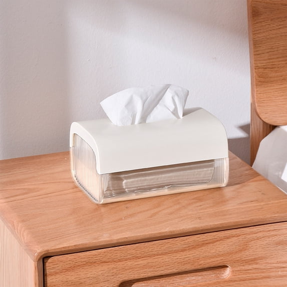 SouMaox Wall Mounted Tissue Box Clear Adhesive Paper Holder Storage Rack Dispenser for Bathroom Living Room