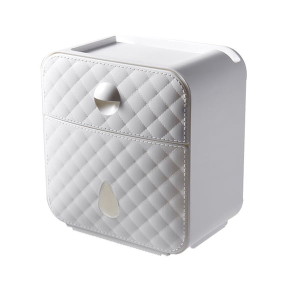 SouMaox Wall Mounted Tissue Box Press Open Design Water-Resistant Storage Case Dispensing Paper Rolls for Bathroom Restroom Organization