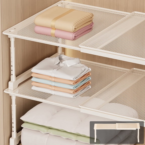 SouMaox Wardrobe Organizer, Adjustable Shelf Dividers, Extendable Customizable Design, for Closet Cabinet Pantry Storage, Home Office Use