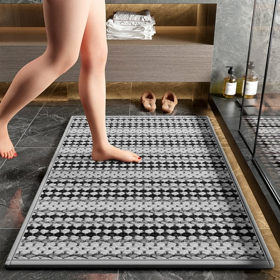SouMaox Washable Bathroom Floor Mat Super Absorbent Shower Rug Fast Drying Surface for Bathtub Laundry Room Kitchen Sink Entryway
