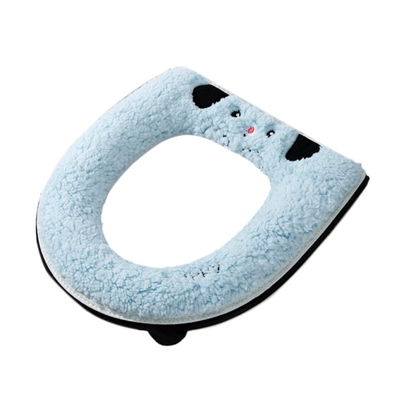 SouMaox Washable Toilet Seat Cover Warm Thickened Commode Cushion Soft Fleece Mat Zippered Pad for Home Bathroom Travel Use