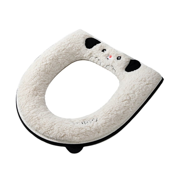 SouMaox Washable Toilet Seat Cover Warm Thickened Commode Cushion Soft Fleece Mat Zippered Pad for Home Bathroom Travel Use