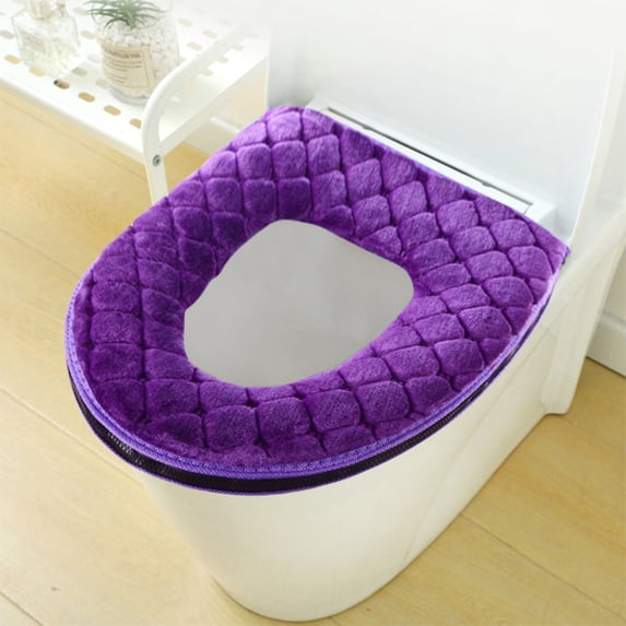 SouMaox Washable Toilet Seat Cover, Zippered Embroidery Soft Mat, Multi-Purpose Decorative Cushion for Bathroom Toilets