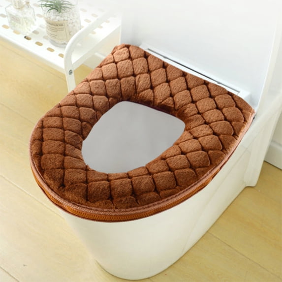 SouMaox Washable Toilet Seat Cover, Zippered Embroidery Soft Mat, Multi-Purpose Decorative Cushion for Bathroom Toilets