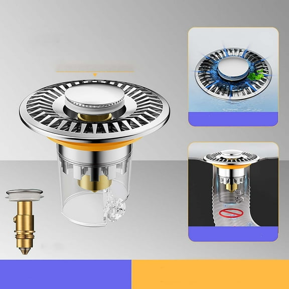 SouMaox Washbasin Bounce Core Sink Leakage Plug Basin Press Type Accessory Backflow Odor Device for Bathroom Lavatory Refurbishment