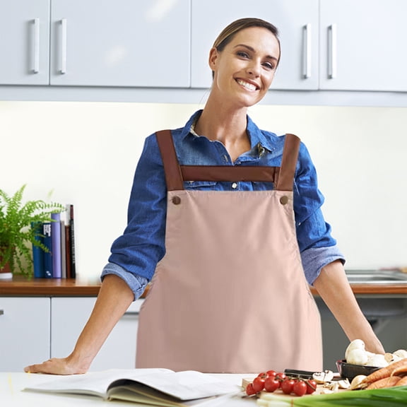 SouMaox Water-Resistant Kitchen Apron Oil Resistant Cooking Bib Adjustable Baking Apparel for Home Culinary Activities