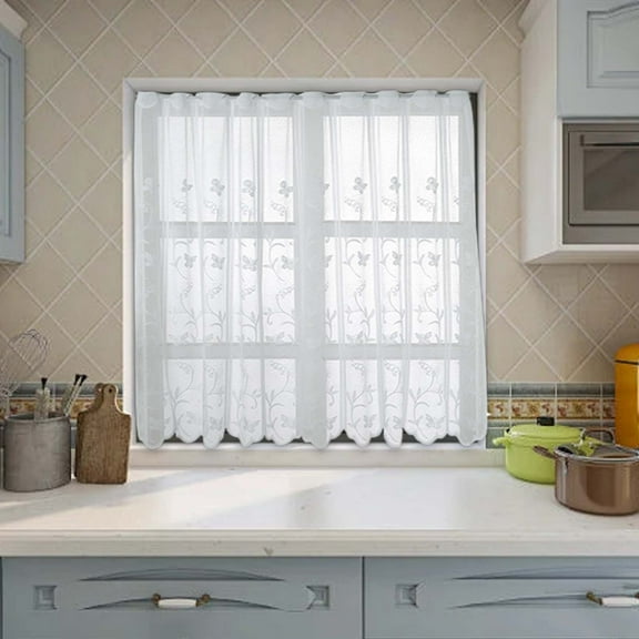 SouMaox White Sheer Window Drapes, Delicate Woven Texture, Light Filtering Yarn, Rod Pocket Panel for Living Room Bedroom Home Windows