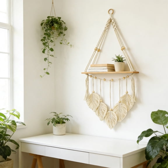 SouMaox Wooden Wall Mounted Shelf Solid Wood Panel Floating Display Rack Decorative Storage Organizer for Home Living Room Bedroom Study