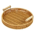 thumbnail image 1 of SouMaox Woven Fruit Basket Tray, Handcrafted Imitation Rattan Bread Holder, Decorative Round Tabletop Server, Kitchen Desktop Storage Bin, 1 of 7