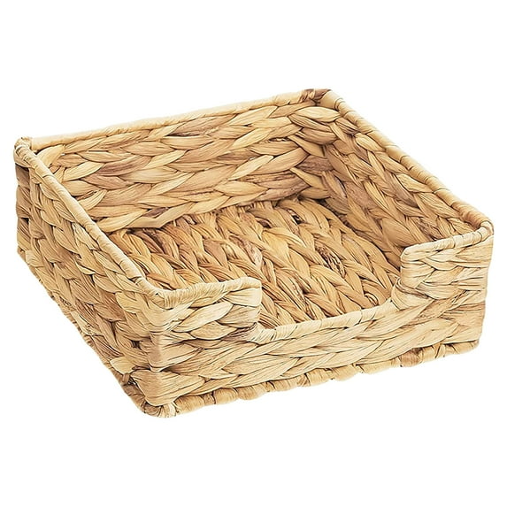 SouMaox Woven Napkin Holder Water Hyacinth Tissue Box Cover Decorative Straw Paper Organizer Desktop Storage Basket Rustic Farmhouse Style