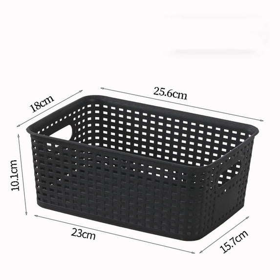 SouMaox Woven Storage Basket Plastic Organizing Bin Built-in Handles Hollow Design Stackable Container Versatile Home Office Organizer