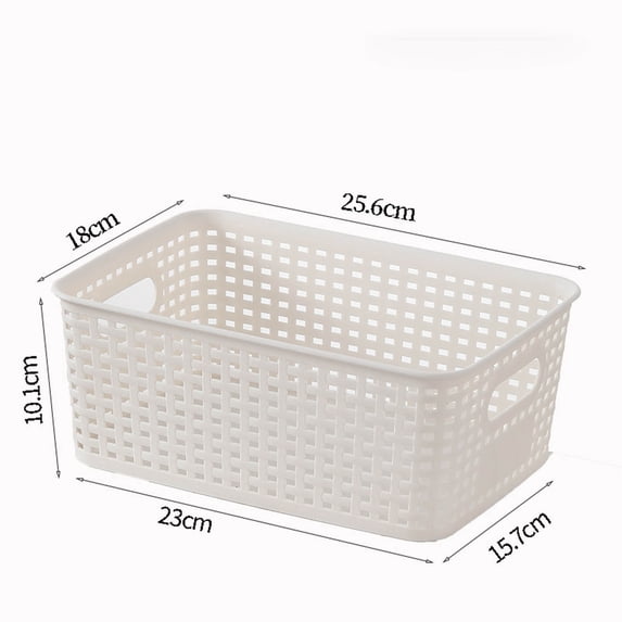 SouMaox Woven Storage Basket Plastic Organizing Bin Built-in Handles Hollow Design Stackable Container Versatile Home Office Organizer