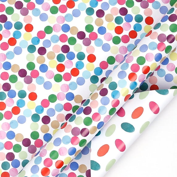 SouMaox Wrapping Paper, Double Sided Watercolor Design, Thick Premium Roll, Easy Cut Straight Lines, for Birthday Party Festival Celebration