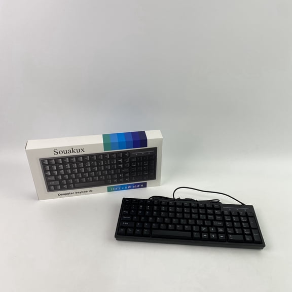Souakux Computer keyboards,Ultra-Slim Compact USB Wired Keyboard for Mac and PC,Windows 10/8 / 7 / Vista/XP ,13.5"Lx5" W x 0.8"H(Black)