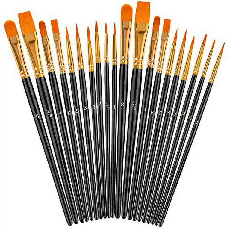 Soucolor Acrylic Paint Brushes Set, 20pcs Round Pointed Tip Artist Paintbrushes for Acrylic Painting Oil Watercolor Canvas Boards Body Face Rock