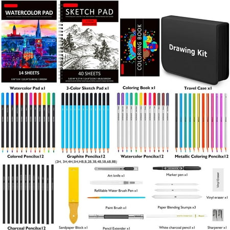 Soucolor Deluxe Drawing & Sketching Art Kit Set, 76 Piece