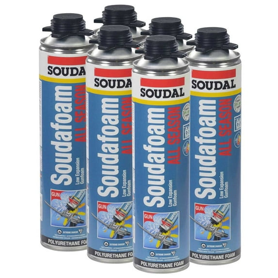 Soudal All Season Window & Door Pro Gun Foam, 24oz, Pack of 6