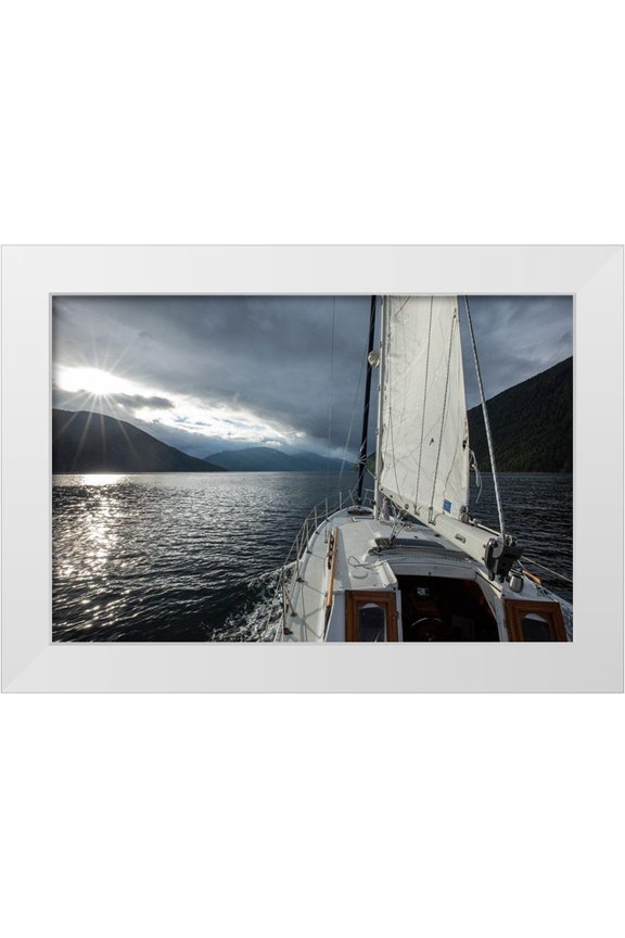 Souders, Paul 14x11 White Modern Wood Framed Museum Art Print Titled - Canada-British Columbia-Gulf 32 pilothouse boat motoring and sailing north