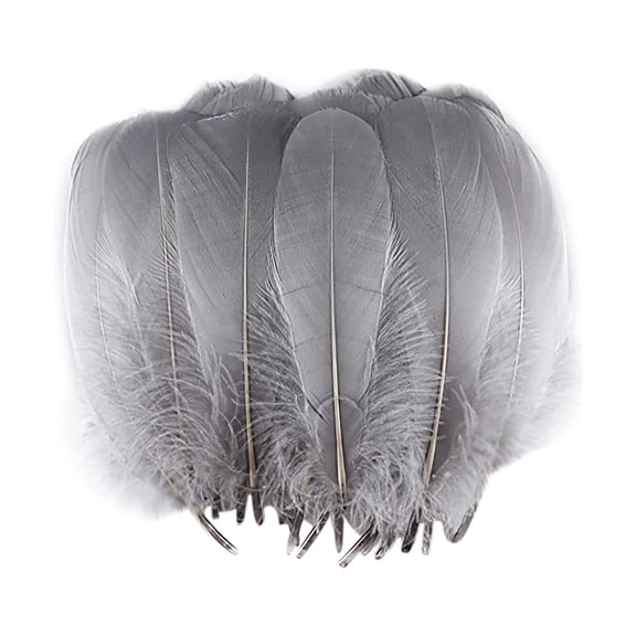 Souew 100 Pcs Large Floating Goose Feathers, Gray Mixed Color Fluffy Feather Ornaments, Diy Craft Accessories for Wedding Party Home Art Decoration