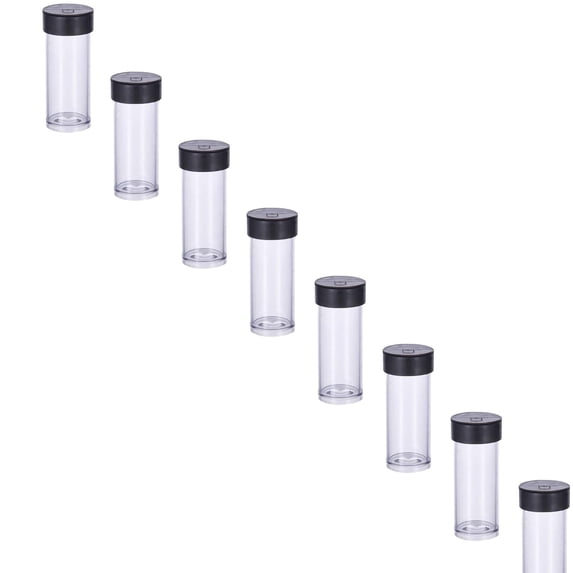 Souew 12 Pcs Clear Plastic Storage Tubes With Black Lids 1.8X5.6Cm, Empty Beads Containers Small Test Bottles For Craft Supplies & Jewelry Organization
