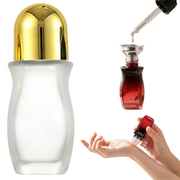 Souew 1Oz(30Ml) Frosted Glass Roll on Bottle with Gold Cap, Refillable Gradient Color Roller Bottle for Essential Oils Aromatherapy Lotion Massage Perfume