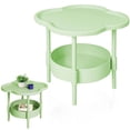 thumbnail image 1 of Souew 2-Tier Plastic Side Table, 16.5In Small End Table With Removable Tray, Compact Space Saving Nightstand, Easy Assemble For Living Room Bedroom Balcony Indoor Outdoor Use(Green), 1 of 5
