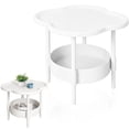 thumbnail image 1 of Souew 2-Tier Plastic Side Table, 16.5In Small End Table With Removable Tray, Compact Space Saving Nightstand, Easy Assemble For Living Room Bedroom Balcony Indoor Outdoor Use(White), 1 of 5