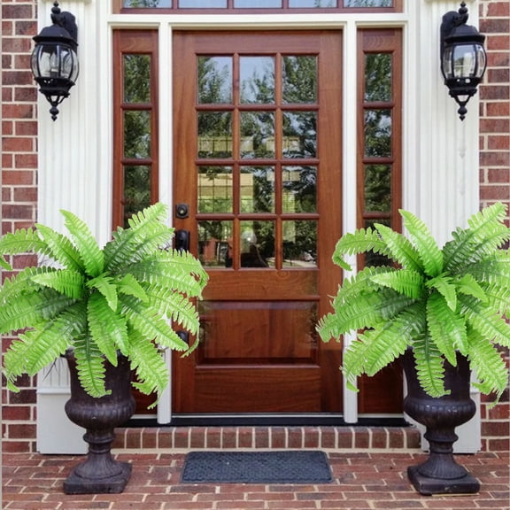 Souew 24 Leaves Large Artificial Lifelike Silk Fern Greenery Plant Faux Fern Branch for Home Wedding Bouquet Floral Arrangement Indoor Table Decor