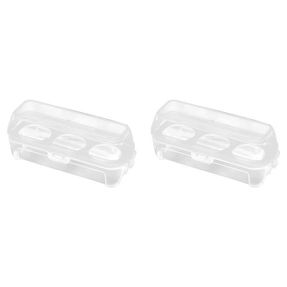 Souew 2pcs Egg Storage Box, Shockproof Egg Tray, 3 Grid Plastic Egg Holder with Lid, Portable Refrigerator Organizer for Camping Kitchen Fridge