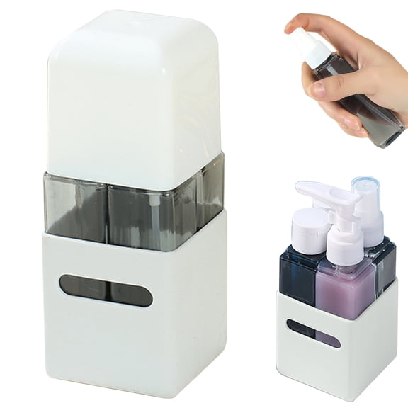 Souew 4 In 1 Travel Bottles For Toiletries, 4 Pack 2Oz Professional Travel Bottle Kit, Silicone-Held Containers, Leak-Proof & Compact, Portable Containers For Shampoo Lotion Conditioner(Gray)