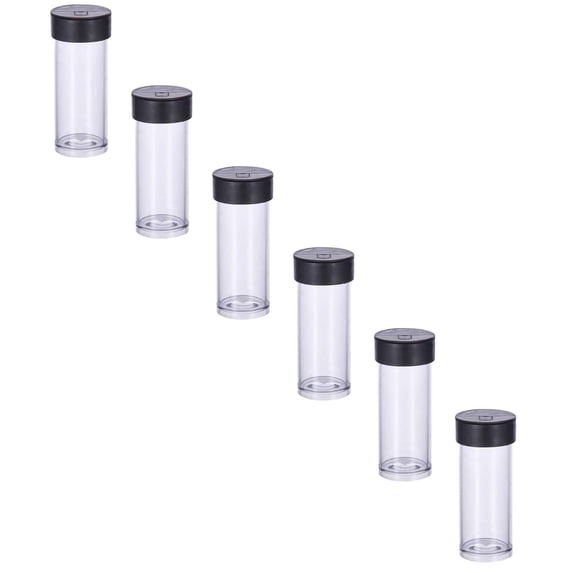 Souew 6 Pcs Clear Plastic Storage Tubes With Black Lids 1.8X5.6Cm, Empty Beads Containers Small Test Bottles For Craft Supplies & Jewelry Organization