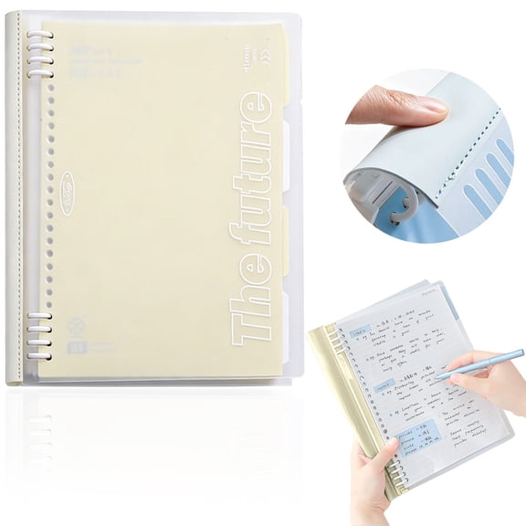 Souew B5 Soft Cover Loose Leaf Notebook, Yellow 10×8In Detachable Lined Journal, 60 Sheets 180° Flat Lay Notebook For Students S-Chool Study