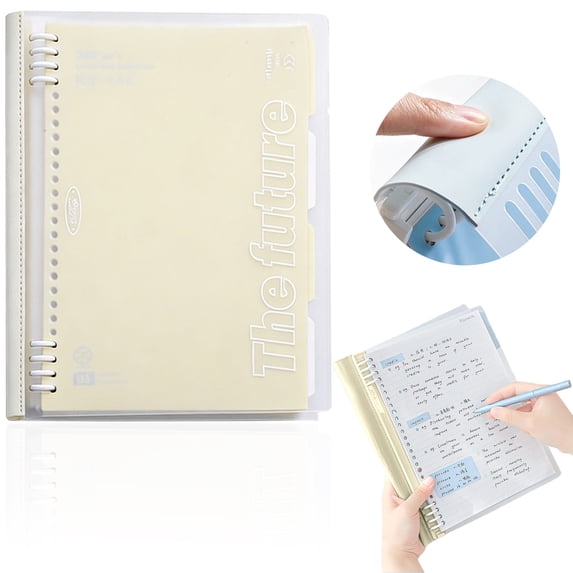 Souew B5 Soft Cover Loose Leaf Notebook, Yellow 10×8In Detachable Lined Journal, 60 Sheets 180° Flat Lay Notebook For Students S-Chool Study