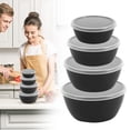 thumbnail image 1 of Souew Black Bowls with Lids Set – 4-Piece Stackable Airtight Storage Containers for Meal Prep, Salad, Snacks, and Leftovers, Microwave and Dishwasher Safe, 1 of 9