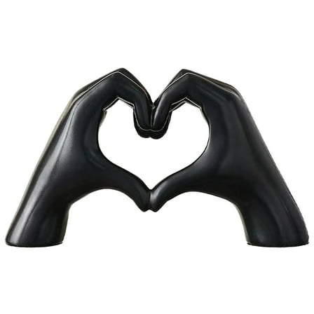 Souew Black Heart Hand Gesture Ornament, Love Hand Sign Sculpture Elegant Heart Gesture Statue Modern Desk & Home Decor Symbolic for Wedding Anniversary