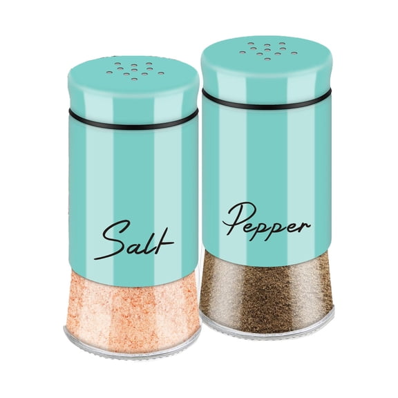 Souew Blue Salt And Pepper Shaker Set, Glass Base Kitchen Spice Shakers With 11 Holes, Decorative Seasoning Shakers For Kitchen Dining Table, Perfect Kitchen Gift
