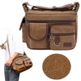 thumbnail image 1 of Souew Canvas Tool Bag Canvas Electrician Tool Bag Multifunctional Portable Hand Tool Storage Carry Bag for Can Hold Many Tools Back to Schol Crossbody Bag and Scholbag(Brown), 1 of 9