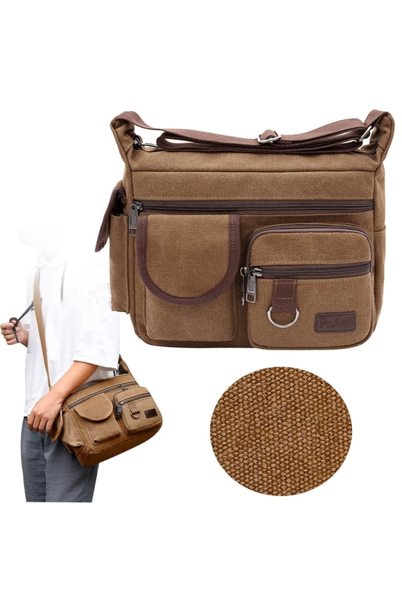 Canvas Tool Bag Canvas Electrician Tool Bag Multifunctional Portable Hand Tool Storage Carry Bag for Can Hold Many Tools Back to Schol Crossbody Bag and Scholbag(Brown)