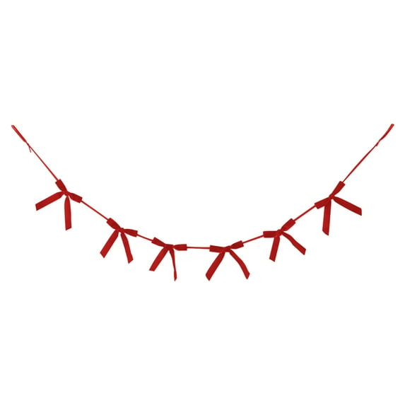 Souew Christmas Velvet Bow String - Bright Red, Christmas Velvet Bow Birthday Banner Christmas Tree Background Decoration Pendant