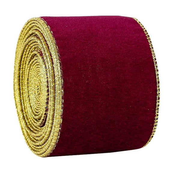 Souew Christmas Velvet Ribbon, 6Cm X 2M, Burgundy, Festival Decorative Ribbons and Happiness Packaging Wrapping Wedding Decoration