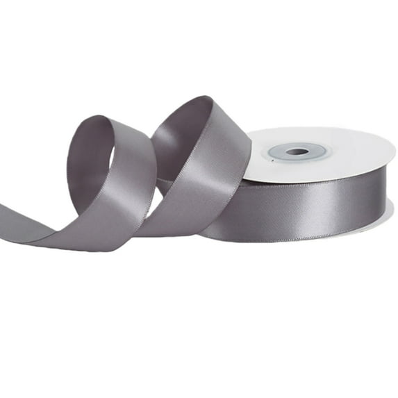 Souew Double-Sided Satin Ribbon, Dark Gray, 18 Meters/Roll, Double Faced Light Baby Satin Ribbon 1” X Continuous 25 Yards Use for Bows Bouquet Wrapping Arrangement