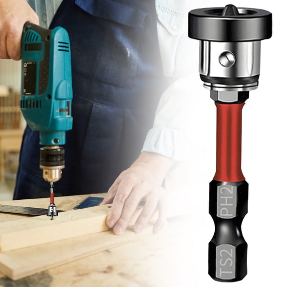 Souew Drywall Drill Bit, Screw Depth Stop Bit, Red Adjustable Magnetic Drill Bit, for Plasterboard Concrete Masonry Porcelain Drilling