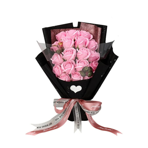 Souew Flower Bouquet with Preserved Red Roses Real Flower Natural Long Lasting Fresh Flowers Small Bouquet for Wife Kids Mom Grandma Birthda, Rose soap bouquet of 18 flowers with a gift box